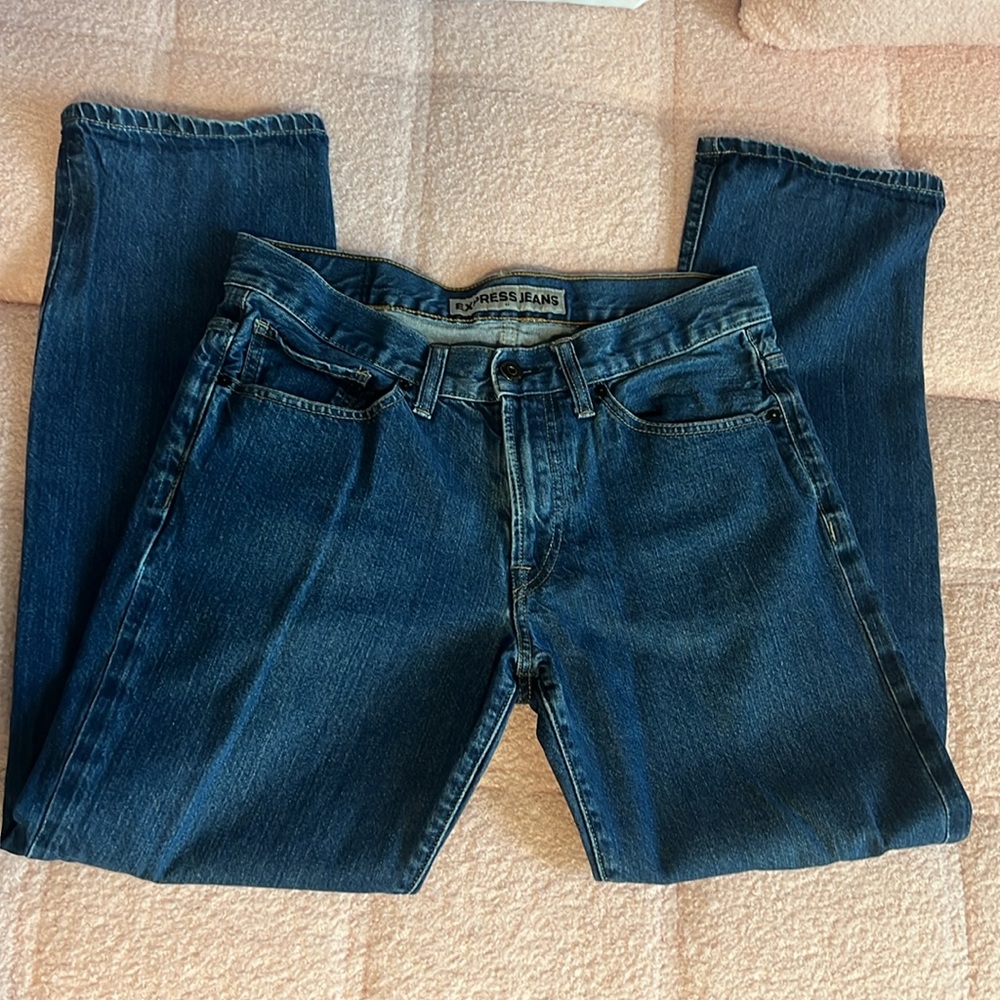 Express Men's Straight Leg Blue Denim Jeans - 32x32 - Picture 2 of 5